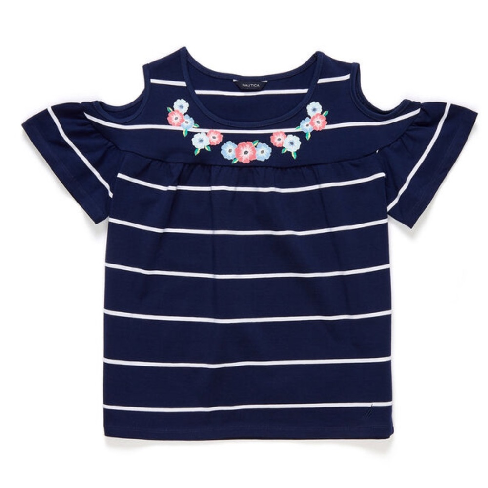NAUTICA FLORAL PRINT STRIPE TOP 🍭🦄🌸